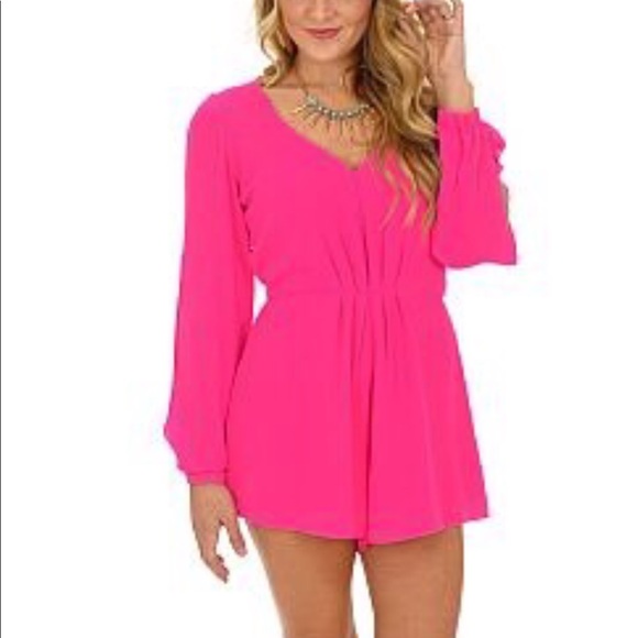 hot pink long sleeve jumpsuit